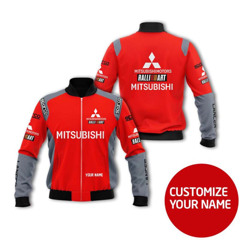 Mitsubishi Auto Racing Team Costume 3D Personalized Design Gift With Custom Number Name For Mitsubishi Fans Bomber Jacket BJ03589