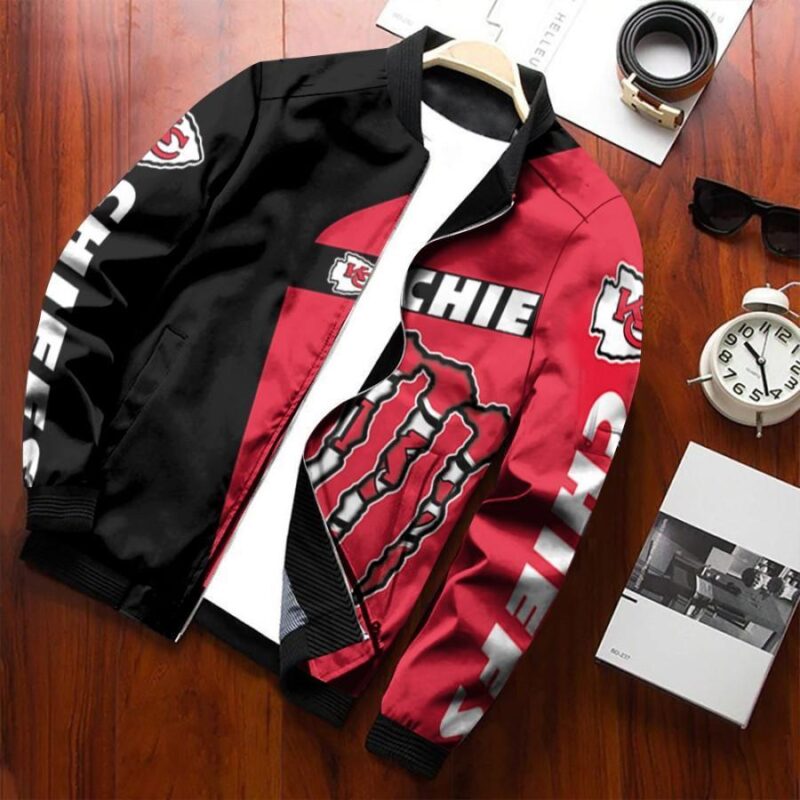 Monster Energy Kansas City Chiefs Logo NFL American Football team Gift For Chiefs Fans Bomber Jacket BJ00618