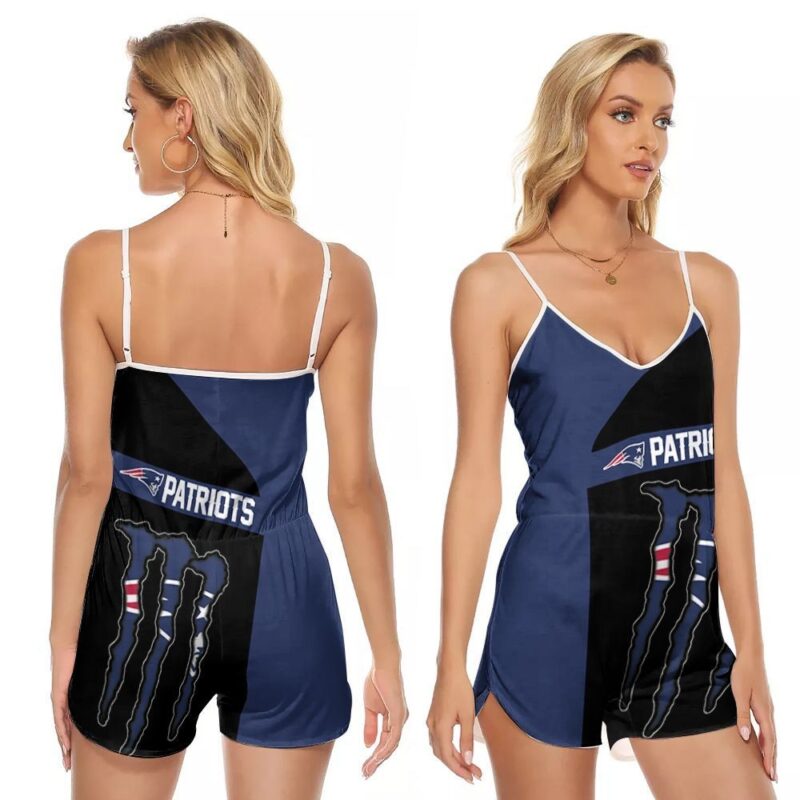 Monster Energy New England Patriots NFL American Football Team Logo Gift For Patriots Fans V-neck Romper Jumpsuit RJ00705
