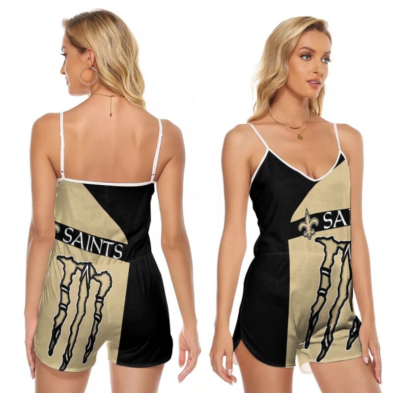 Monster Energy New Orleans Saints NFL American Football Team Logo Gift For Saints Fans 3 V-neck Romper Jumpsuit RJ00754