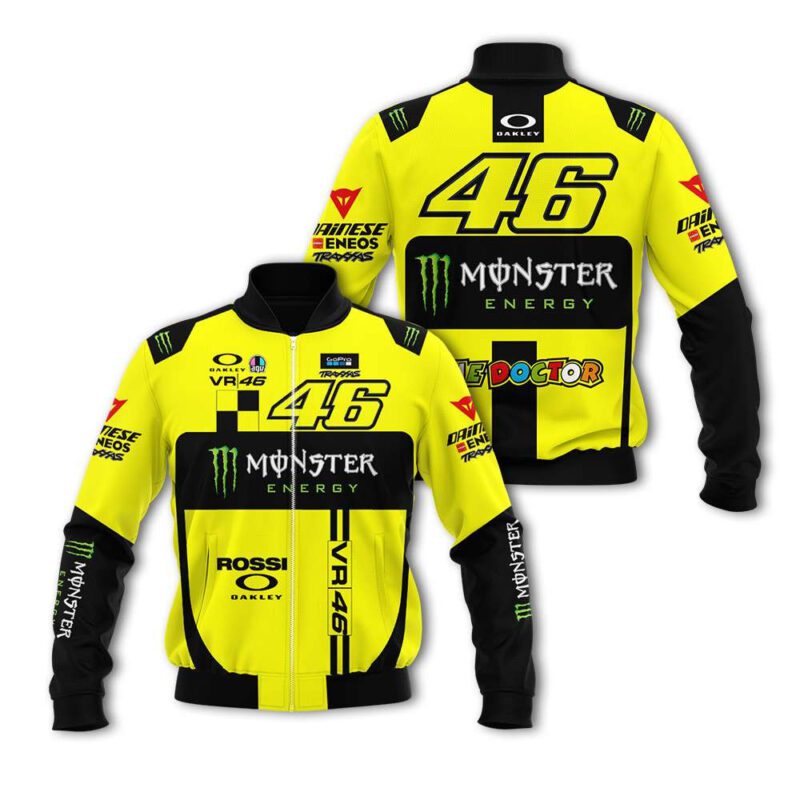 Monster Energy Valentino Rossi 46 Auto Racing Team Moto Gp Motocross Costume Gift For Monster Energy Fans Bomber Jacket BJ03631