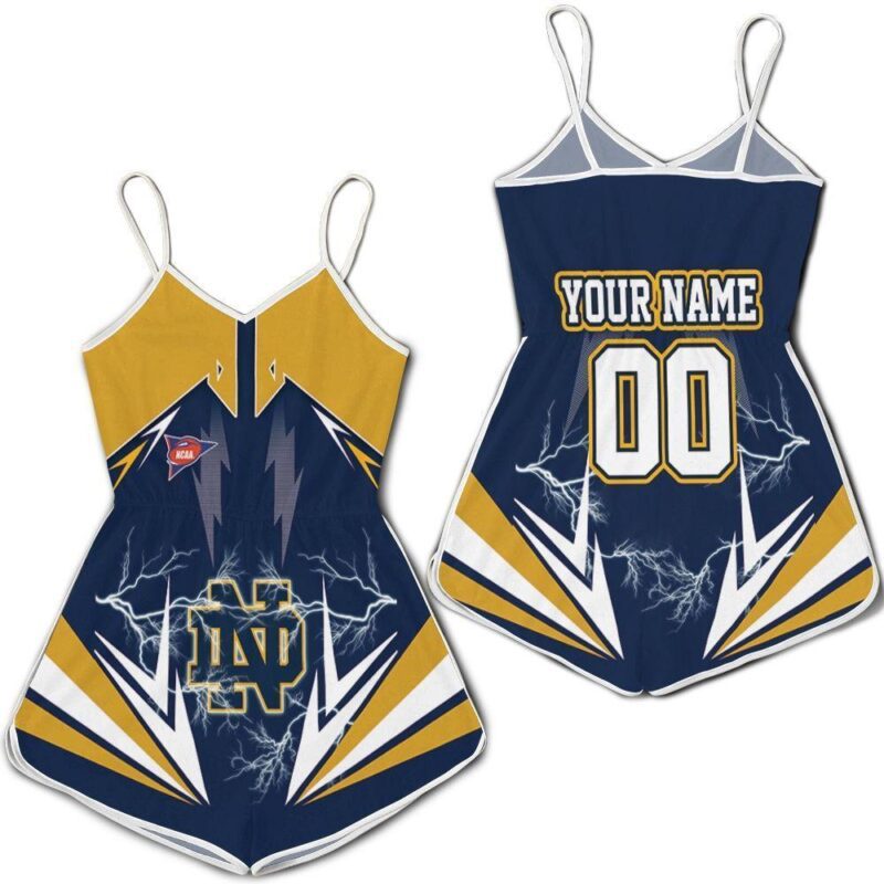 NCAA Notre Dame Fighting Irish Lightning 3D Personalized Romper RJ02735