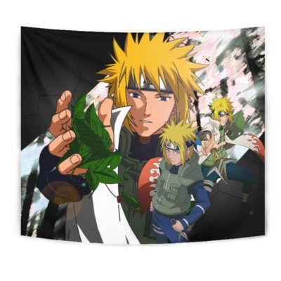 Naruto Anime Tapestry - Minato Konoha Hokage Kunai Fighting Tapestry Wall Hanging
