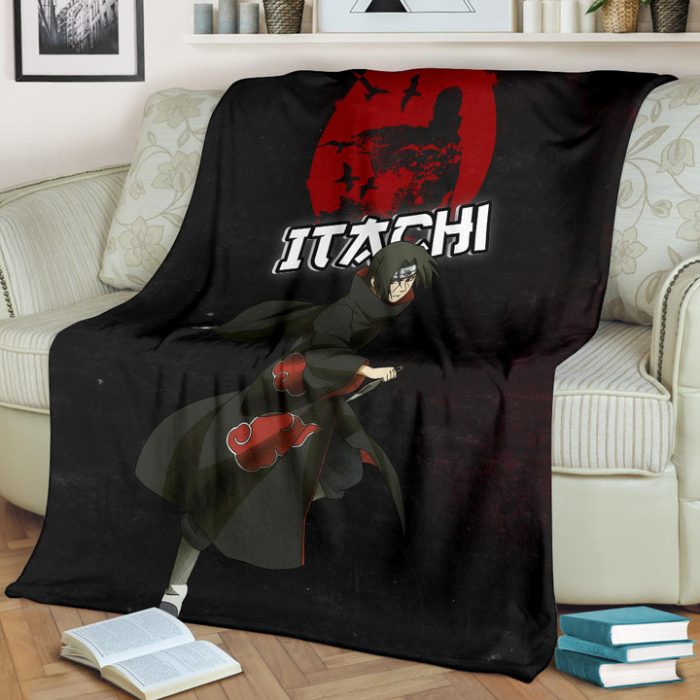 Naruto Itachi Uchiha Crow Fading Silhouette Fleece Blanket Let The