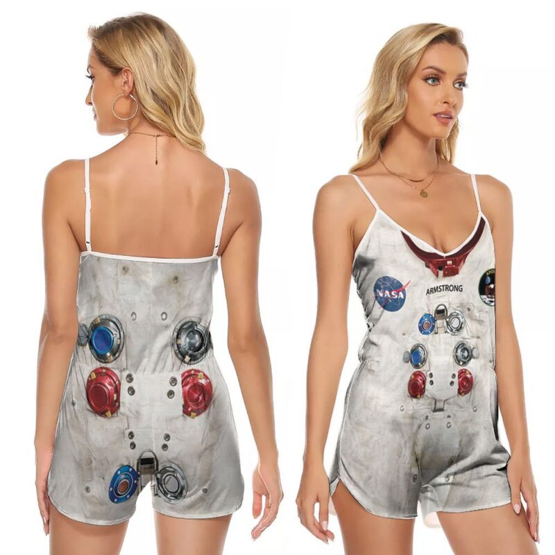 Nasa Armstrong Astronaut Universal Space Gift For Astronaut Lovers Nasa Armstrong Fans V-neck Romper Jumpsuit RJ00683