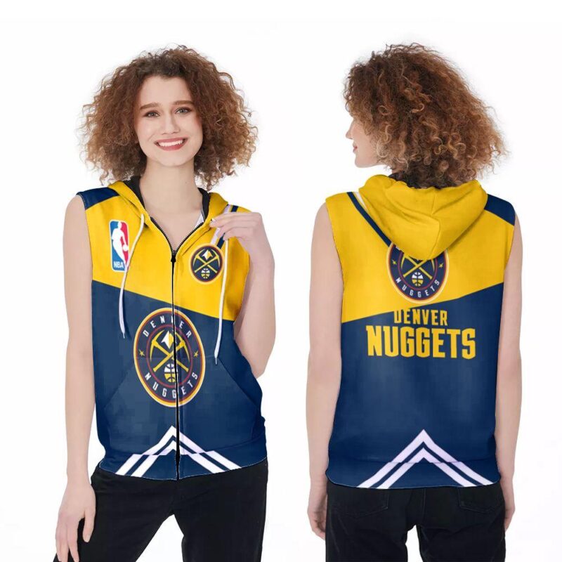 Nba Denver Nuggets Logo Pattern 3D Designed For Denver Nuggets Fans Denver Nuggets Lovers Zip Sleeveless Hoodie ZSH1856