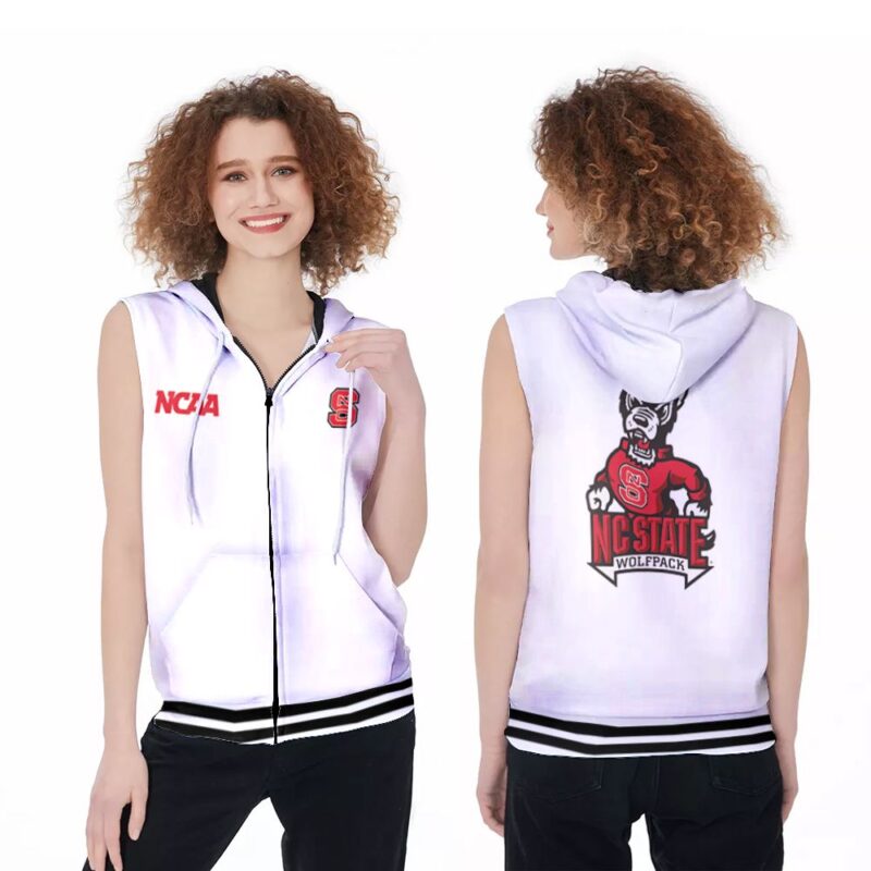 Nc State Wolfpack Ncaa Classic White With Mascot Logo Gift For Nc State Wolfpack Fans Zip Sleeveless Hoodie ZSH0747