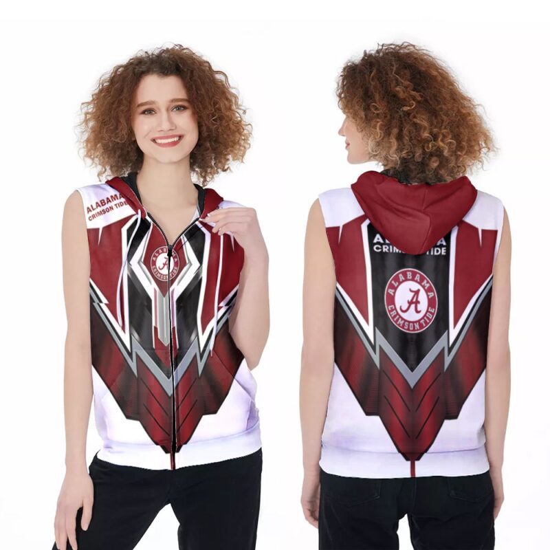 Ncaa alabama crimson tide logo pattern 3d designed for alabama crimson tide fan Zip Sleeveless Hoodie ZSH1425