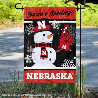 Nebraska Huskers Holiday Winter Snowman Greetings Garden Flag GF00614