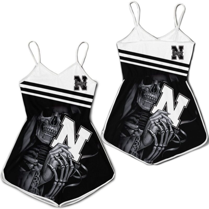Nebraska Huskers Skull Maiden Fan 3d jersey Romper RJ04732