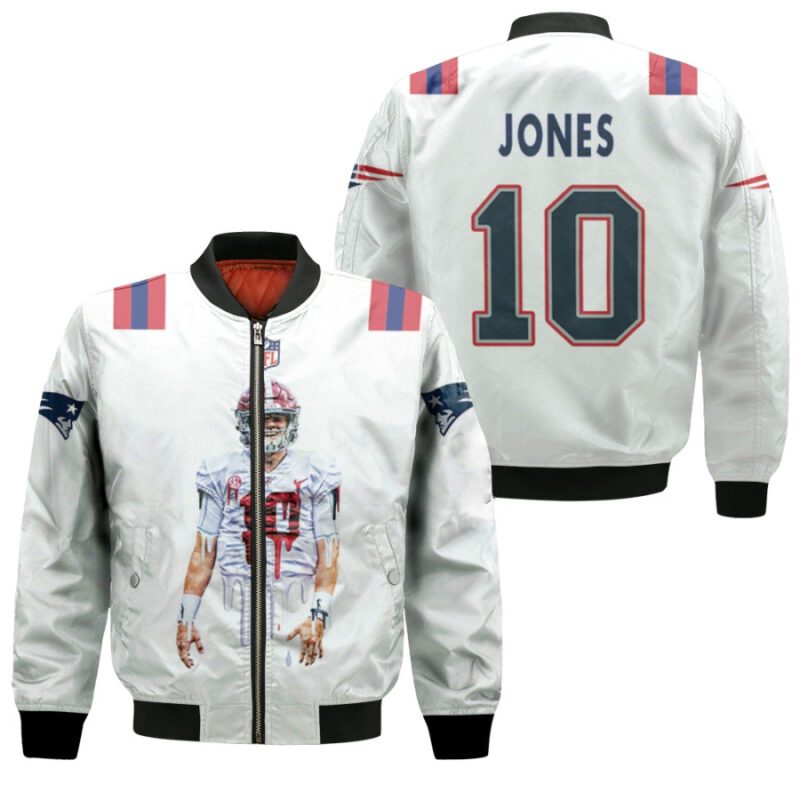 New England Patriots Mac Jones 10 NFL Legendary Captain White Gift For Patriots Fans Bomber Jacket BJ00465