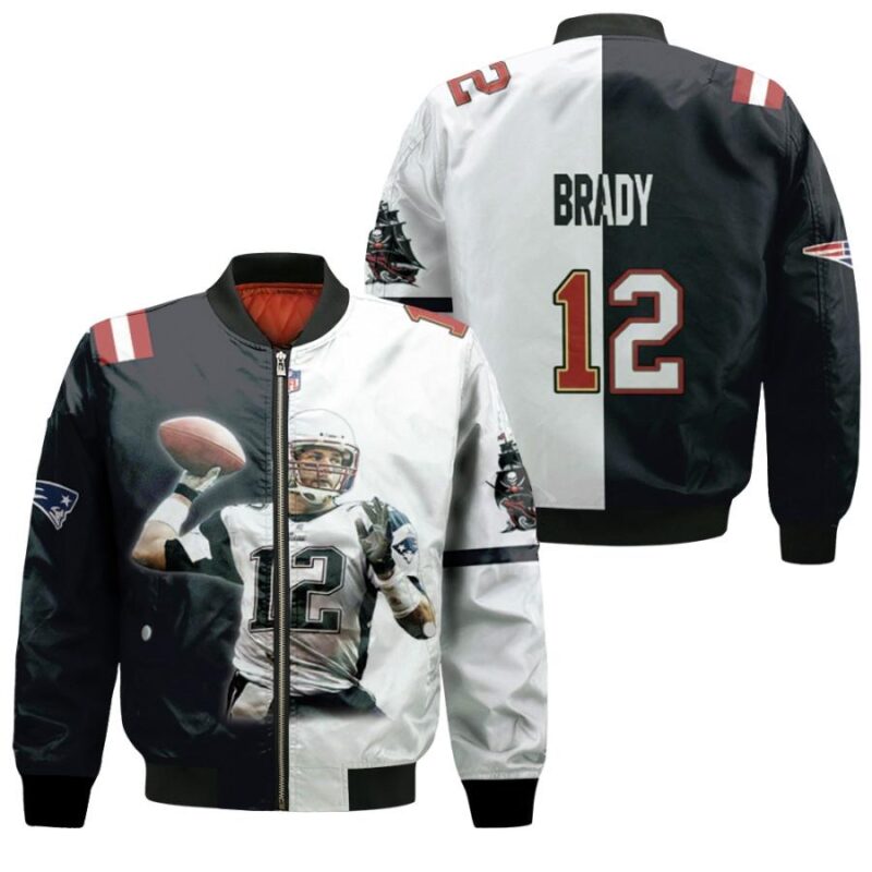 New England Patriots Tampa Bay Buccaneers Tom Brady 12 Super Bowl Liii Gift For Patriots Fans Buccaneers Fans Bomber Jacket BJ00403