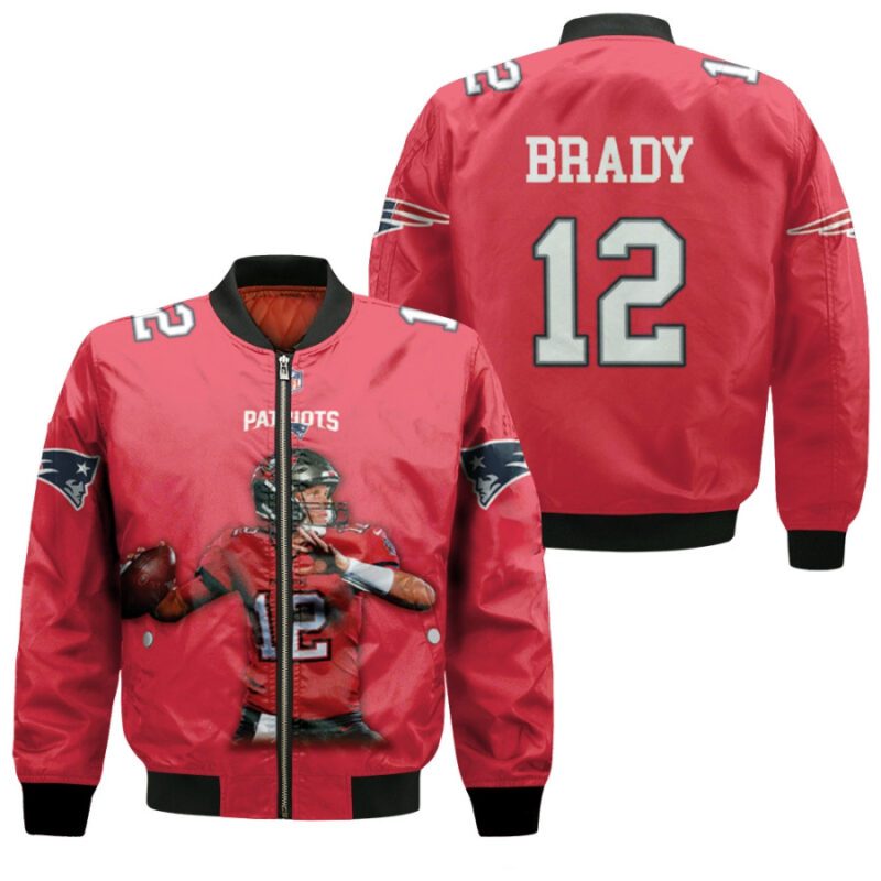 New England Patriots Tom Brady 12 Legends Red Gift For Patriots Fans Bomber Jacket BJ00023