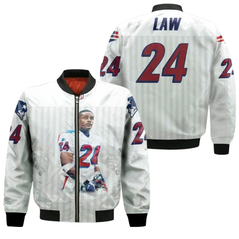 New England Patriots Ty Law 24 NFL Team 1995 Legacy White Jersey Style Gift for New England Patriots Fans Bomber Jacket BJ00136