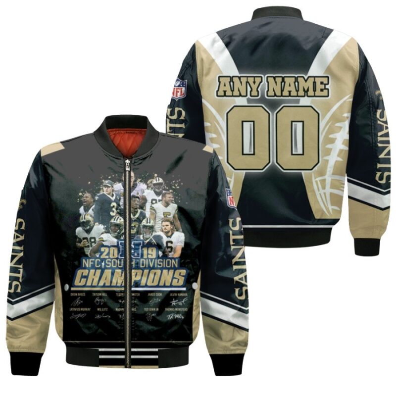 New Orleans Saints 2019 NFC South Division Champions Signed Signature Gift With Custom Name Number For Saints Fans Bomber Jacket BJ00926