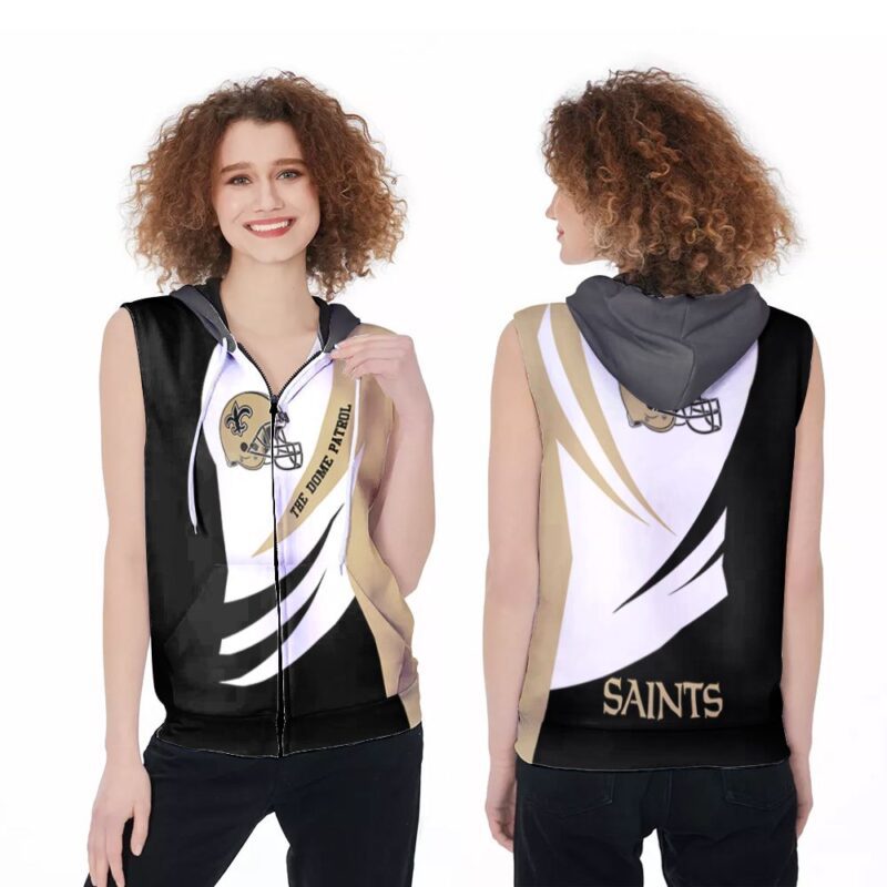 New Orleans Saints Helmet Logo The Dome Patrol 3d designed for New Orleans Saints fan Zip Sleeveless Hoodie ZSH1482