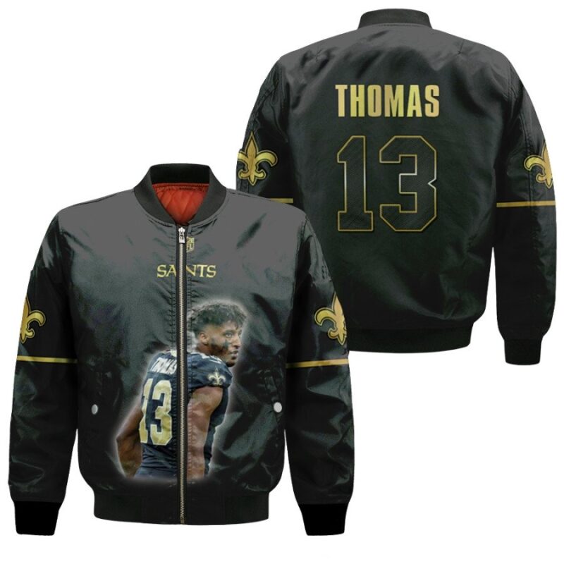 New Orleans Saints Michael Thomas 13 NFL Great Player Black Gift For Saints Fans Bomber Jacket BJ00001