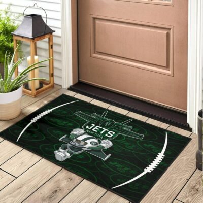 New York American Football Jets Football Rush Artwork Jumping Dark Green Door Mat Welcome Mat 2
