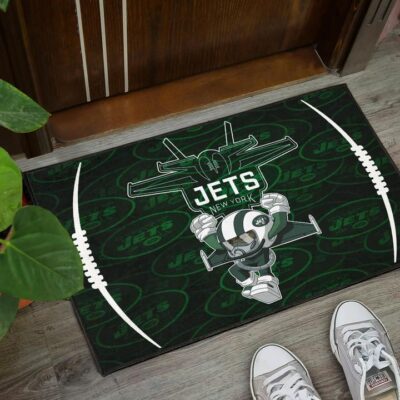 New York American Football Jets Football Rush Artwork Jumping Dark Green Door Mat Welcome Mat 3