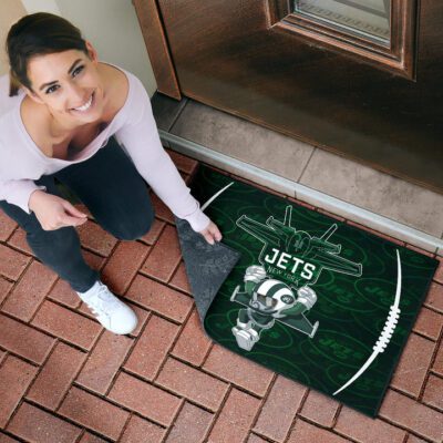 New York American Football Jets Football Rush Artwork Jumping Dark Green Door Mat Welcome Mat 4
