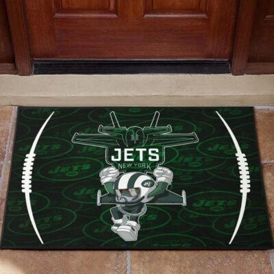 New York American Football Jets Football Rush Artwork Jumping Dark Green Door Mat Welcome Mat