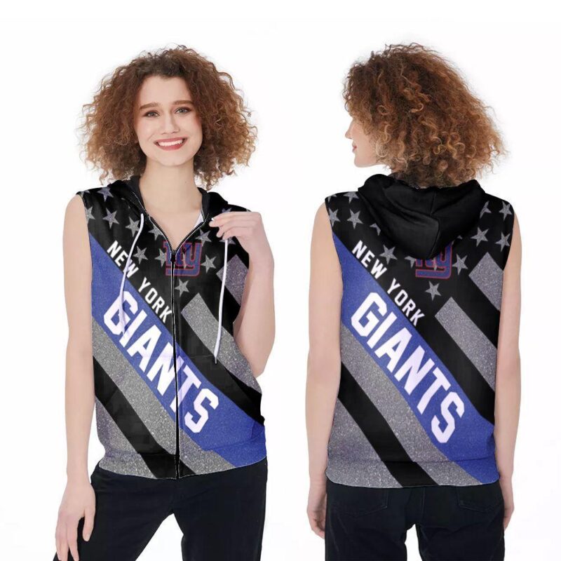 New York Giants American Flag NFL American Football Team Logo 3D Designed Allover Gift For Giants Fans Zip Sleeveless Hoodie ZSH1126