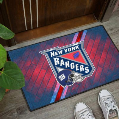 New York Giants American Football Team Door Mat NY Rangers Helmet Blue Red Background Door Mat Welcome Mat 3