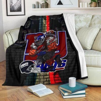 New York Giants American Football Team Fleece Blanket Big Muscle Player With Black Helmet Fleece Blanket