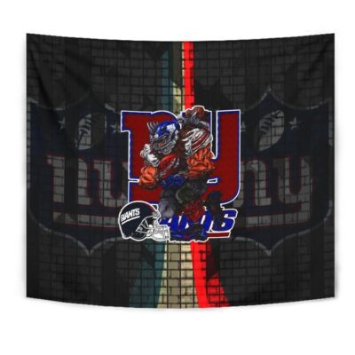 New York Giants American Football Team Tapestry Big Muscle Player With Black Helmet Tapestry Wall Hanging