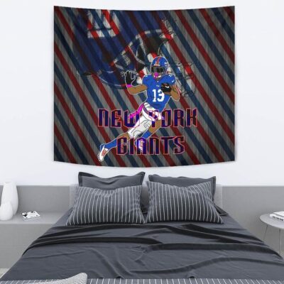 New York Giants American Football Team Tapestry Player 13 Protecting Rugby Ball Running Giant Helmet Tapestry Wall Hanging 2