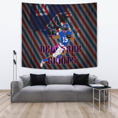 New York Giants American Football Team Tapestry Player 13 Protecting Rugby Ball Running Giant Helmet Tapestry Wall Hanging 3