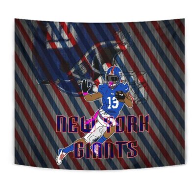 New York Giants American Football Team Tapestry Player 13 Protecting Rugby Ball Running Giant Helmet Tapestry Wall Hanging
