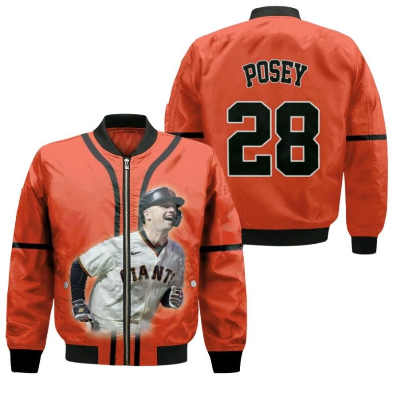 New York Giants Buster Posey 28 MLB Legendary Captain Orange Gift For Giants Fans Bomber Jacket BJ00395