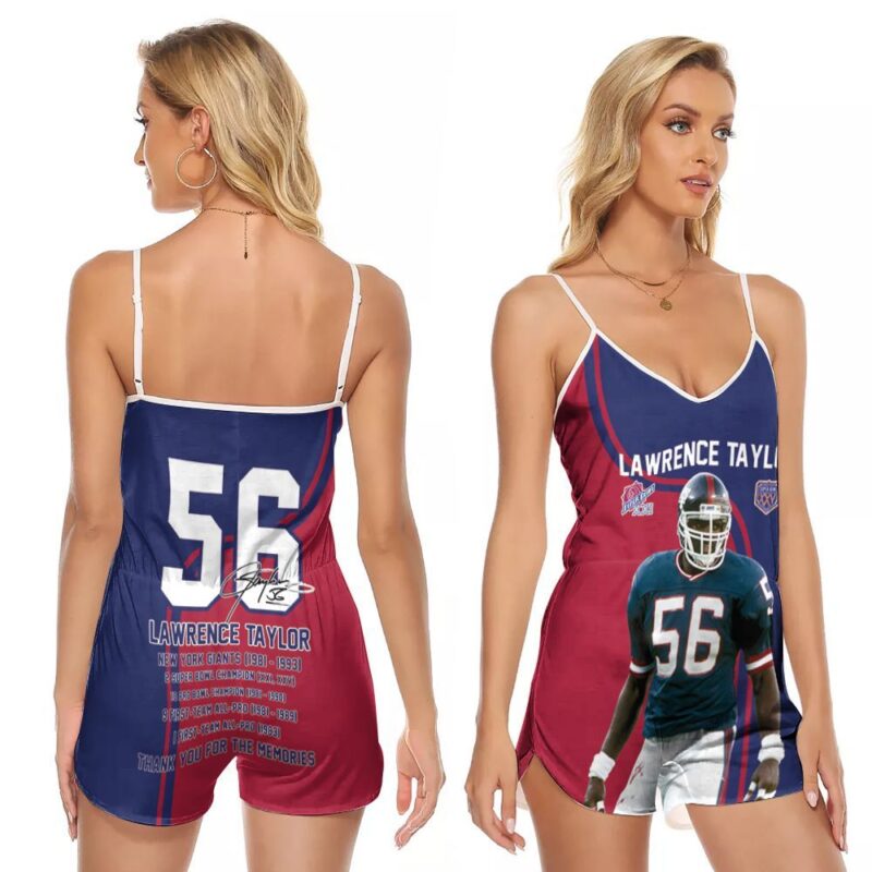 New York Giants Lawrence Taylor 56 Legend Player NFL American Football Team Gift For Giants Fans Taylor Lovers V-neck Romper Jumpsuit RJ00740