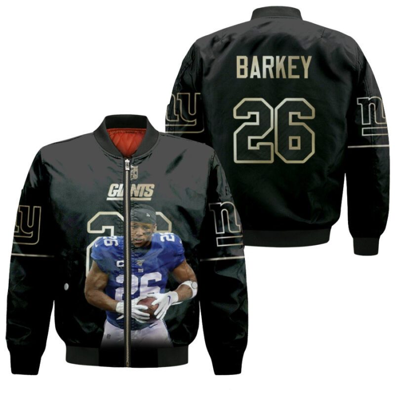 New York Giants Saquon Barkley 26 NFL Black Golden Edition Gift For Giants Fans Bomber Jacket BJ04263