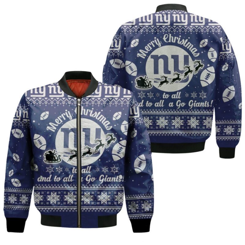 New York Giants To All And To All A Go Giants Ugly Christmas Festive Gift For New York Giants Fans Bomber Jacket BJ01008