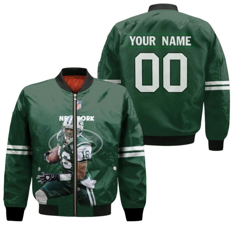 New York Jets Brad Smith 16 NFL Great Player Green Gift With Custom Number Name For Jets Fans Bomber Jacket BJ04252