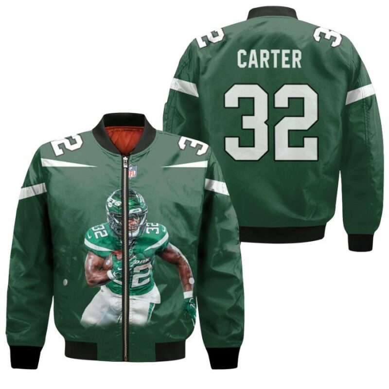 New York Jets Michael Carter 32 Best Legends Gotham Green Gift For Jets Fans Bomber Jacket BJ00029