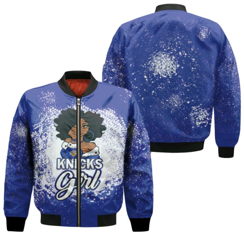 New York Knicks Girl African Girl NBA Team Allover Design Gift For New York Knicks Fans Bomber Jacket BJ01094