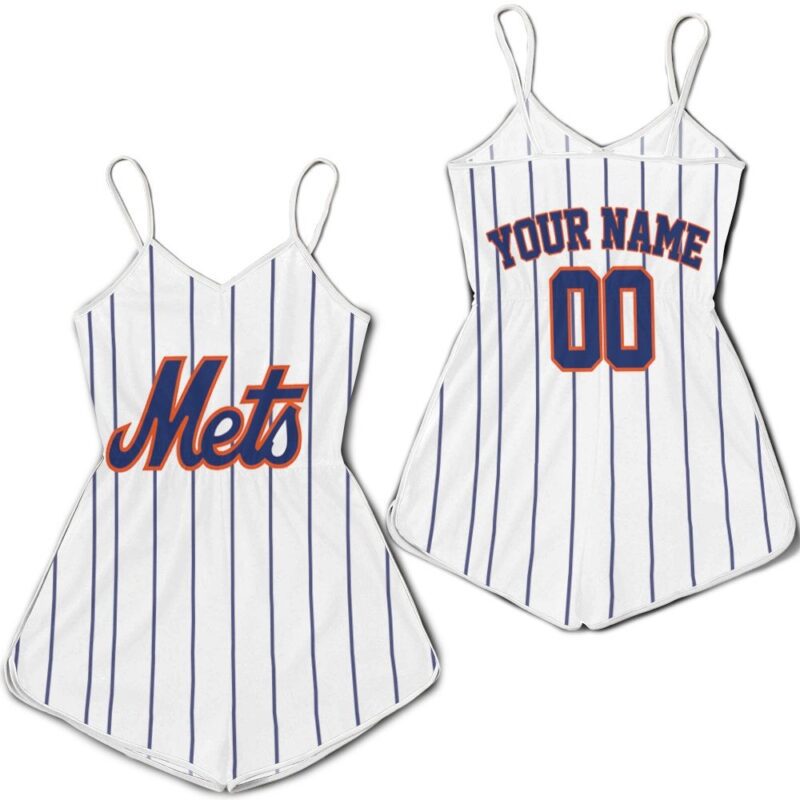 New York Mets Jersey Inspired Personalized Romper RJ01900