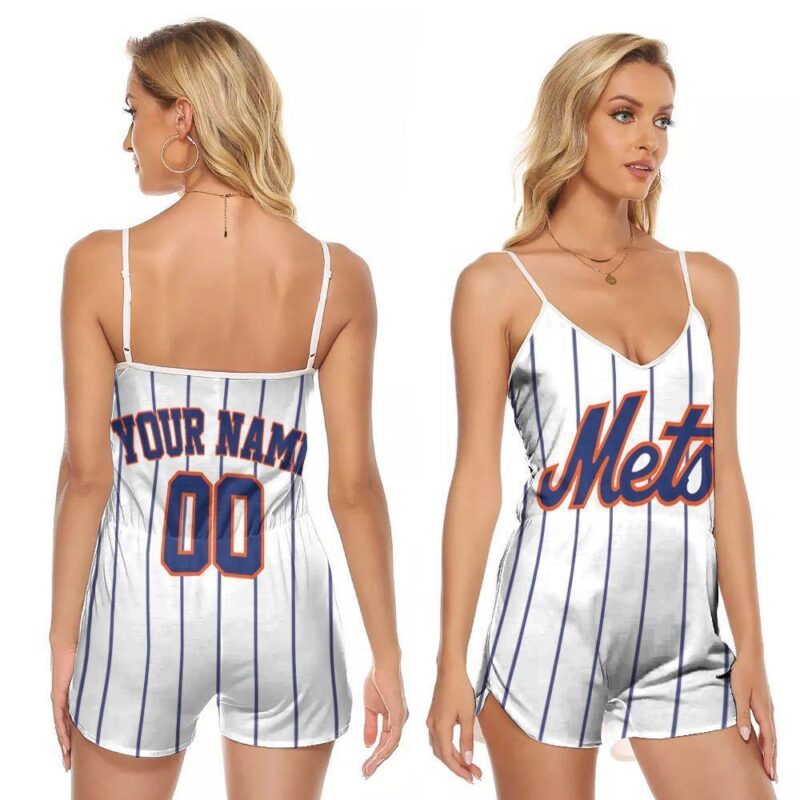 New York Mets MLB Baseball Team Logo Inspired Personalized Gift For Mets Fans V-neck Romper Jumpsuit RJ01389