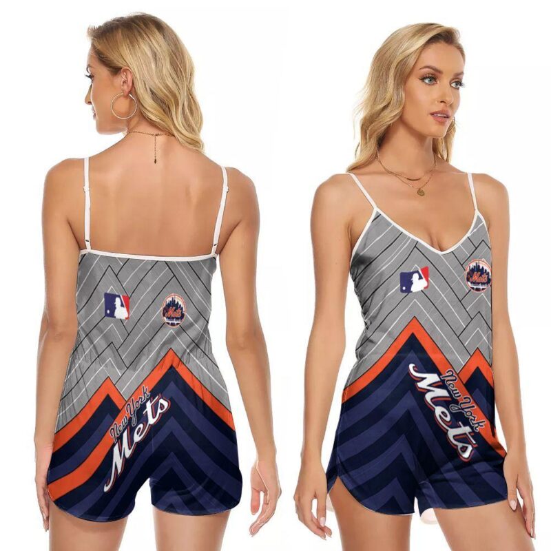 New York Mets Mlb Baseball Team Logo Gift For New York Mets Fans New York Mets Lovers V-neck Romper Jumpsuit RJ00733