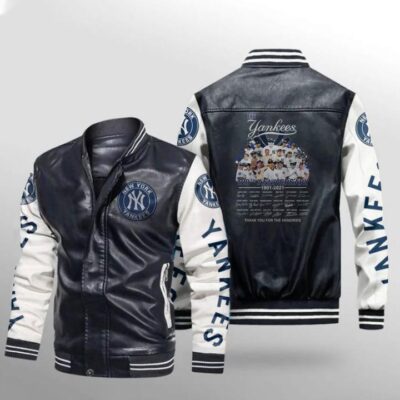 New York Yankees 120th Anniversary 1901 2021 Thank You For The Memories Gift For Yankees Fans Leather Bomber Jacket LBJ0070