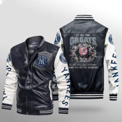 New York Yankees All Time Greats Legends Signature Thank You For The Memories Gift For Yankees Fans Leather Bomber Jacket LBJ0090
