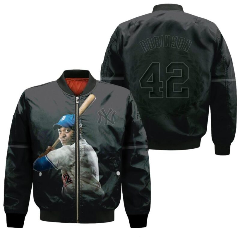 New York Yankees Jackie Robinson 42 MLB Team 2020 Black Jersey Gift For Yankees Fans Bomber Jacket BJ00313