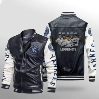 New York Yankees Legends Team Great Baseball Players Signed Gift For Yankees Fans Leather Bomber Jacket LBJ0072