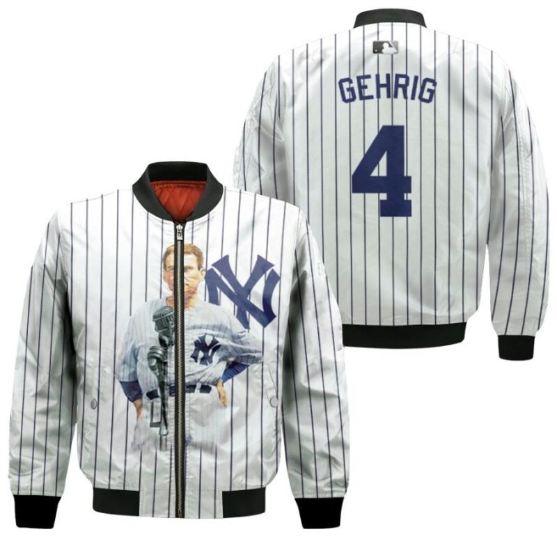 New York Yankees Lou Gehrig 4 2020 MLB New Arrival White Gift For Yankees Fans Bomber Jacket BJ00014