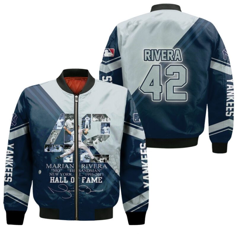 New York Yankees Mariano Rivera Sandman 42 MLB Hall Of Fame Signed 3D Allover Gift For Yankees Fans Bomber Jacket BJ00107