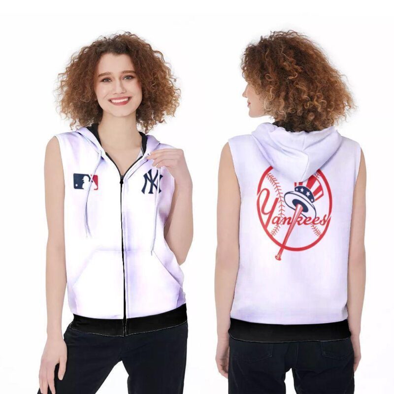 New York Yankees Mlb logo on chest 3d designed for New York Yankees fans 1 Zip Sleeveless Hoodie ZSH1319