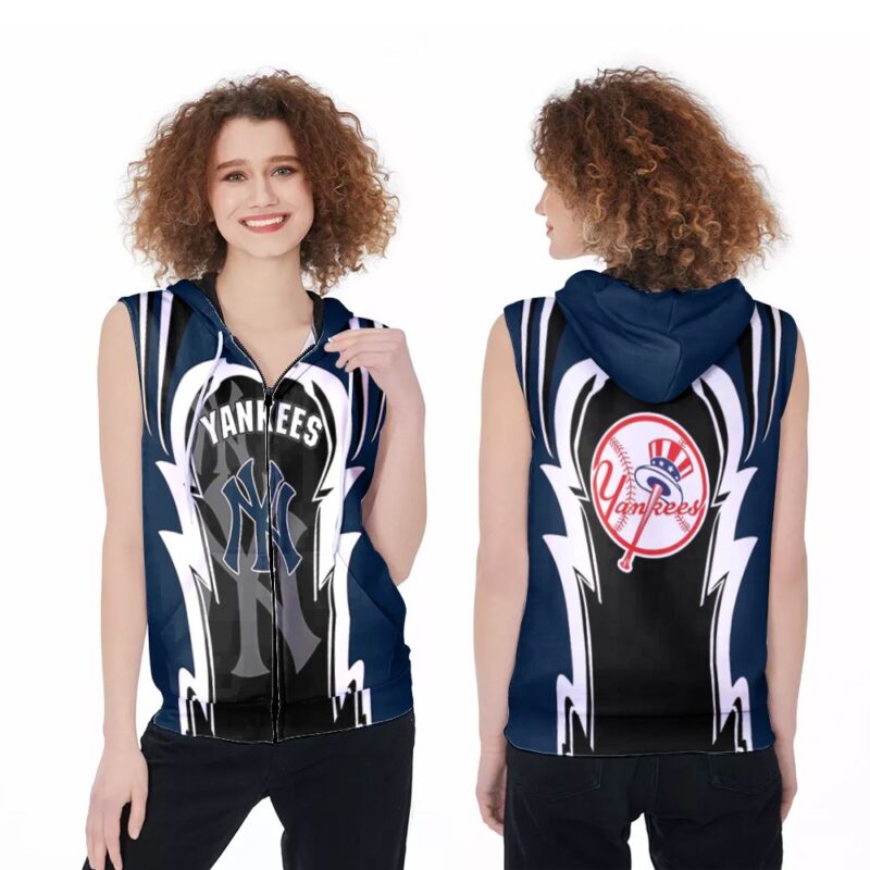 New York Yankees Mlb logo on chest 3d designed for New York Yankees fans 2 Zip Sleeveless Hoodie ZSH1325